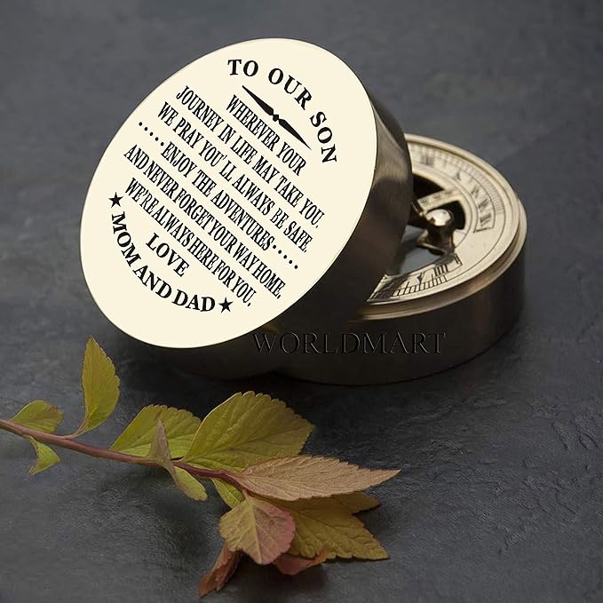 Personalized Compass, Gift for Son, to Our Son, Mom to Son, Dad to Son, Boyfriend, for Customized Compass