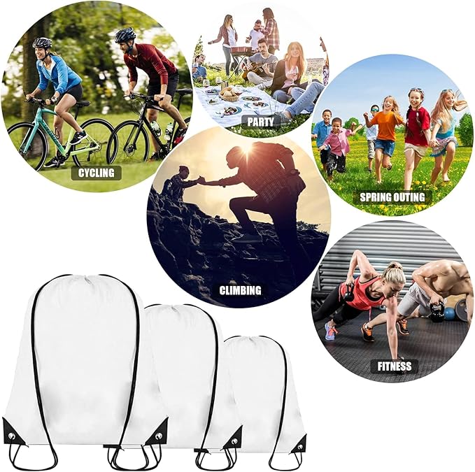 60 Pieces Drawstring Backpack Bulk Cinch Sackpack Ployster Drawstring Bags for Gym Party Trip(White)