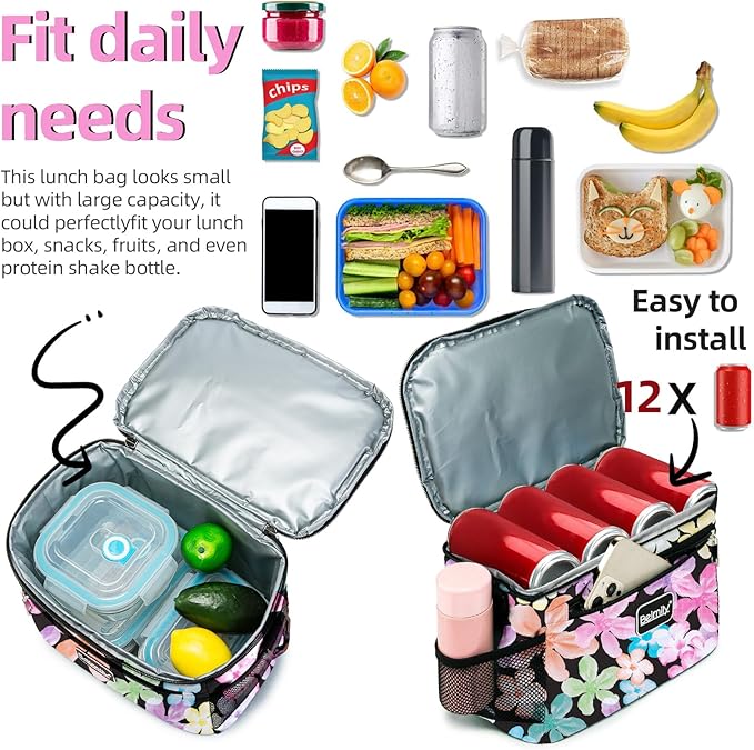 BEIMILY Lunch Bag for Women/Men,Reusable Lunch Box Small Lunch Bag Soft Sided,Leakproof Cooler Bag for Work