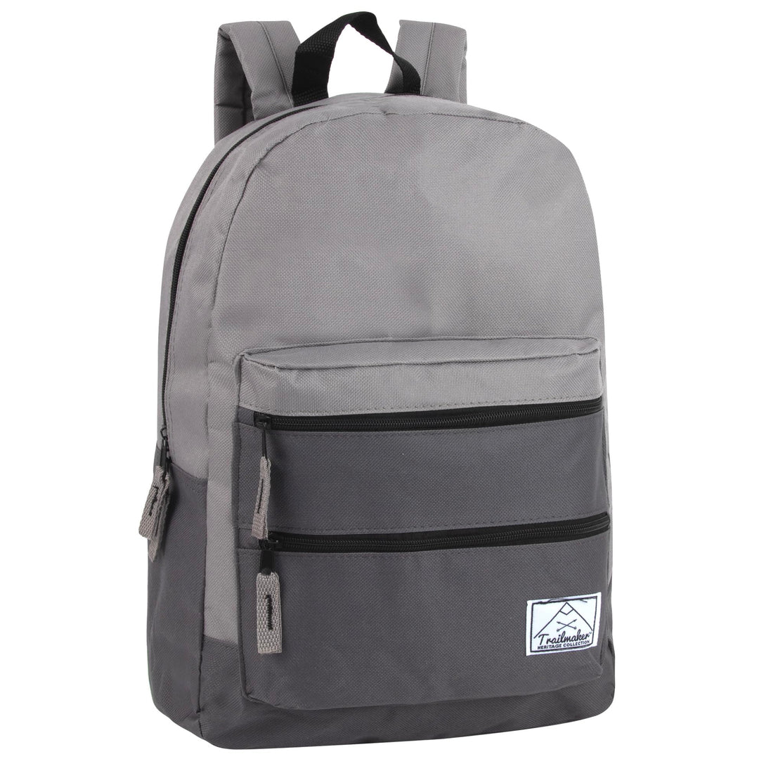 Trail maker Multi Pocket Multicolor Backpack with Adjustable Padded Straps (Grey)