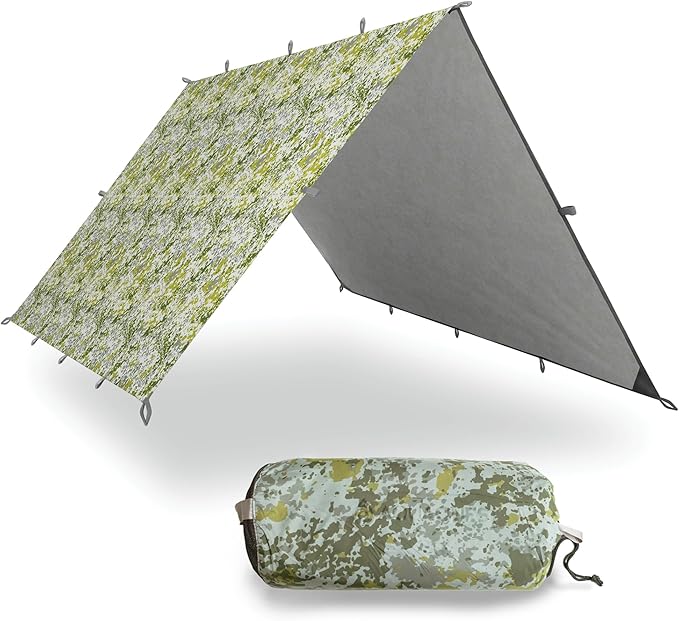 AquaQuest Defender Camping Tarp - Heavy Duty Tent Shelter or Rain Fly - Waterproof Camping Essentials for Hiking, Bushcraft & Hammock, 20 x 13 ft, Boulder Camo