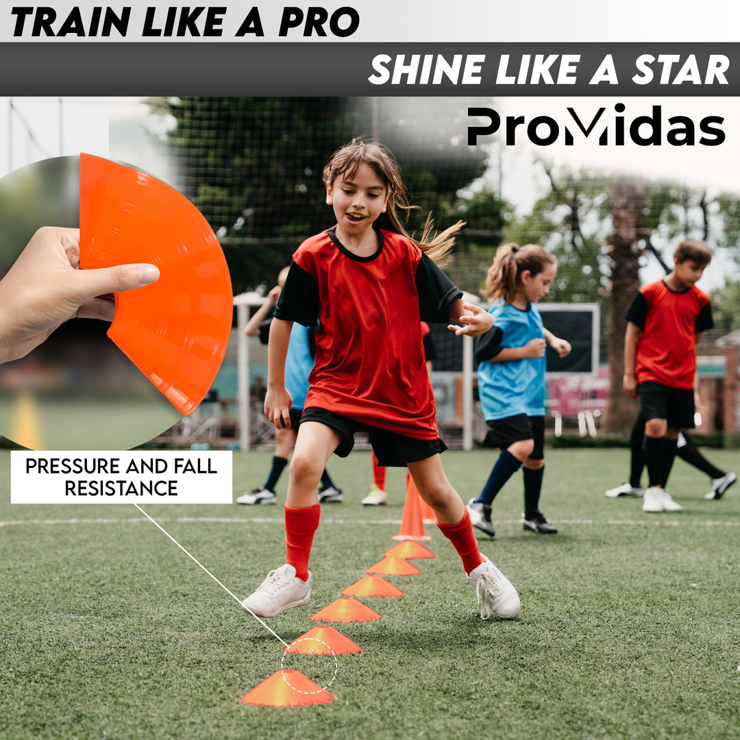 24 Pcs Soccer Cones for Training - with Mesh Bag & Strap - Flexible & Heavy Duty - Best for Football, Basketball & Running Drills - Premium Quality Soccer Training Cones Sports