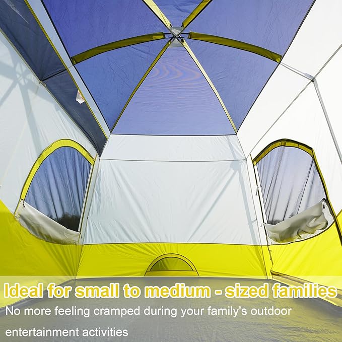 Vidalido Tents，6-8 Person Camping Tent with Extended Vestibule，2 Room Weather Resistant Family Tents，Easy Install Waterproof Outdoor Tent for Backpacking and Camping Hiking