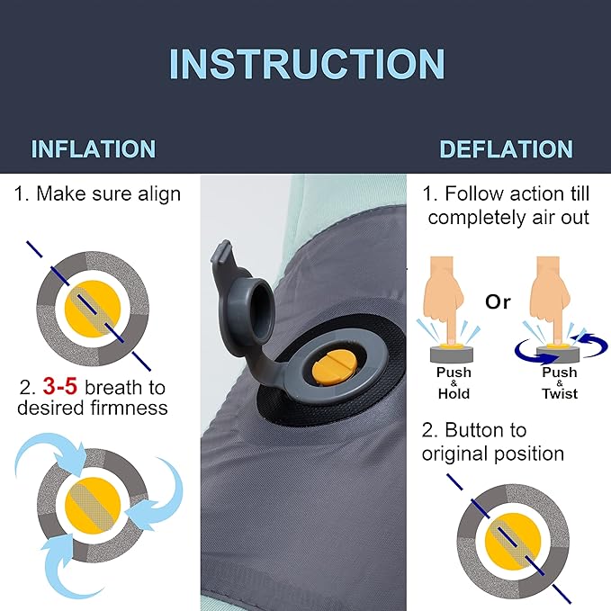 X-Foam Inflatable Camping Pillow Lite with Removable Foaming Cover | Comfortable, Washable Ultralight Portable with Neck Lumbar Support | Backpacking, Hiking, Travel, Air | Small