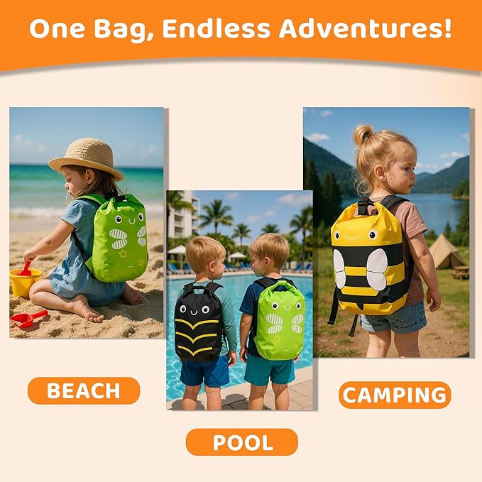 Kids Beach Bag Dry Bag Water Proof Resistent Travel Backpack Sacks for swimming Waterproof Backpack (Dragon Fly, 5L)