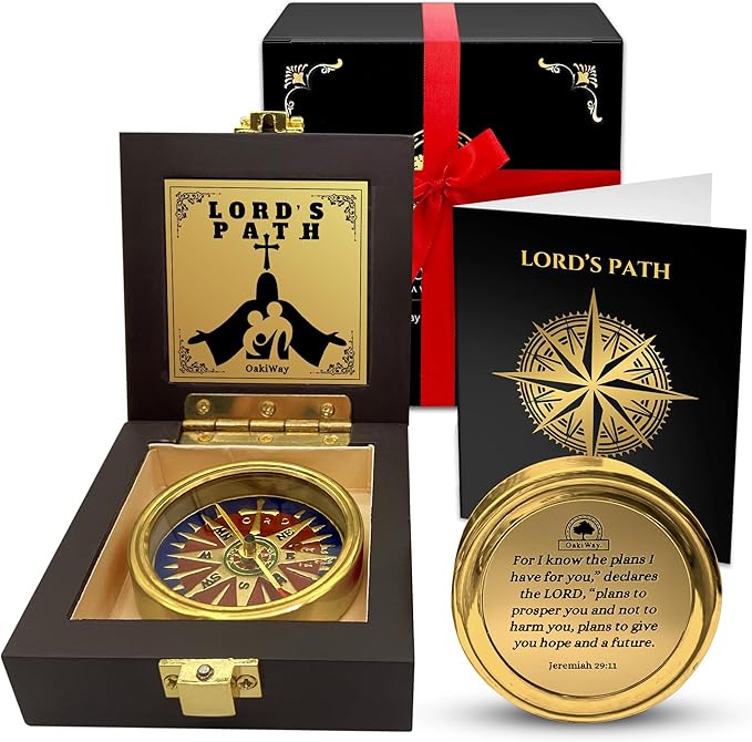 God's Path Compass – Communion & Confirmation Gift for Teenage Boys | Baptism Religious Gifts for Men, Christian, Catholic, Graduation | Sentimental & Inspirational Present – Greeting Card Included
