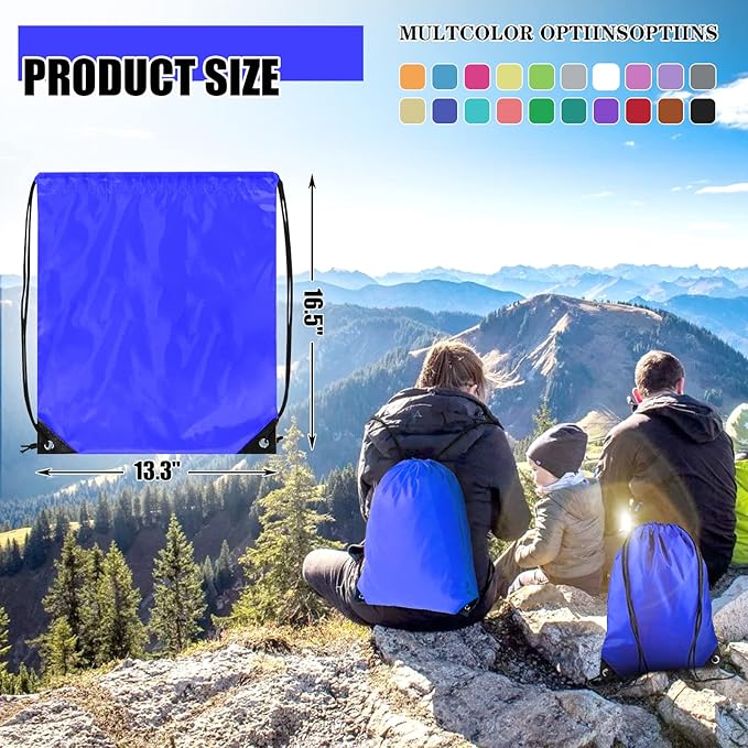 60 Pieces Drawstring Backpack Bulk Cinch Sackpack Ployster Drawstring Bags for Gym Party Trip(Navy Blue)