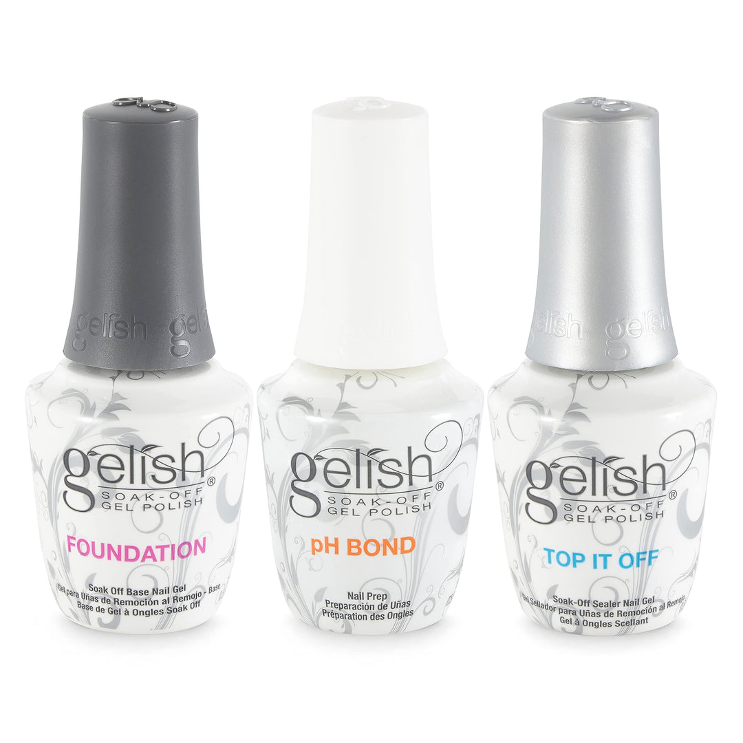 Gelish Terrific Trio Essentials 15 Milliliter Basic Care Soak Off Manicure Gel Nail Polish Kit with Foundation, pH Bond and Top