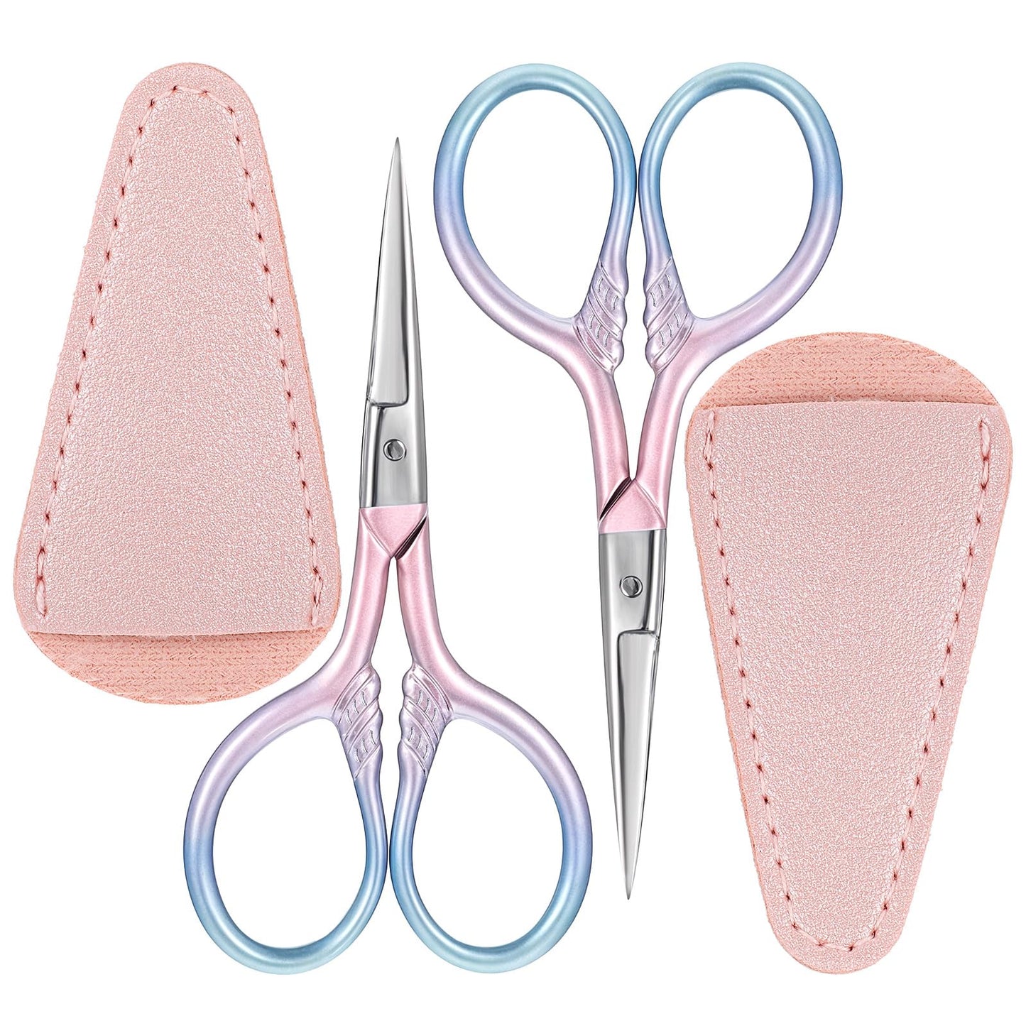 2Pcs Eyebrow Scissors Small Brow Trimmer Scissor Eye Brow Scissors Small Nose Hair Scissor Facial Hair Mini Grooming Scissors Stainless Steel Pointed for Eyelash Lash Mustache Manicure Beauty Cosmetic