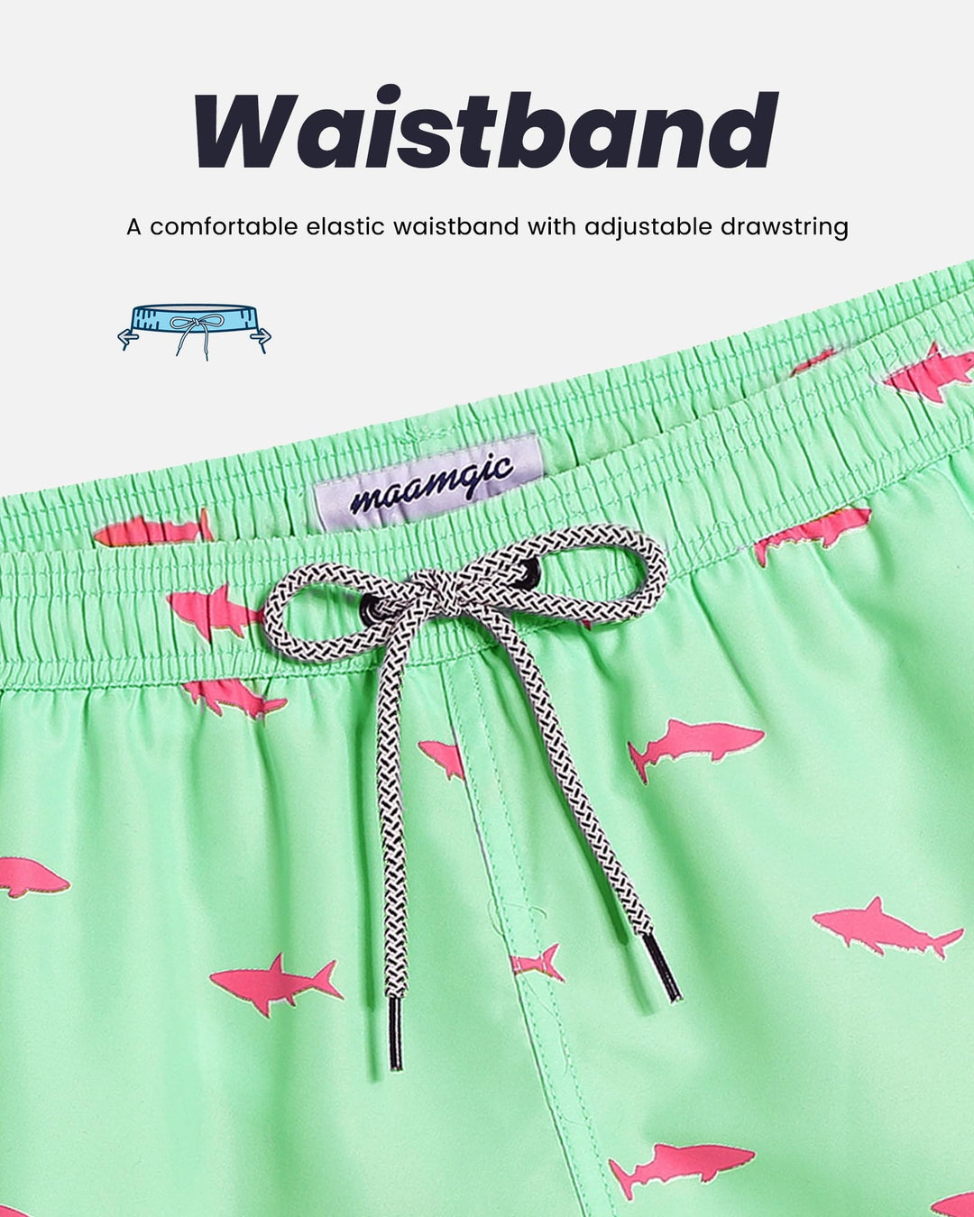 maamgic Mens Swim Trunks Quick Dry Swim Shorts with Mesh Lining Funny Swimwear Bathing Suits Light Green X-Small