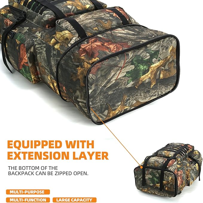 70L/100L Hiking Camping Backpack MOLLE Rucksack Waterproof Traveling Daypack Durable High-Performance Backpack for Backpacking (Leaf camo, 70L/100L)