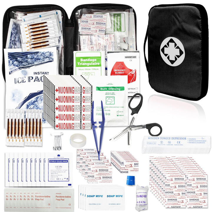 300Piece Travel First Aid Emergency Kit Home Essentials Hiking Survival Essential Kit for Outdoor Adventure Mini First Aid Kit for Backpack, Black 1st Aid