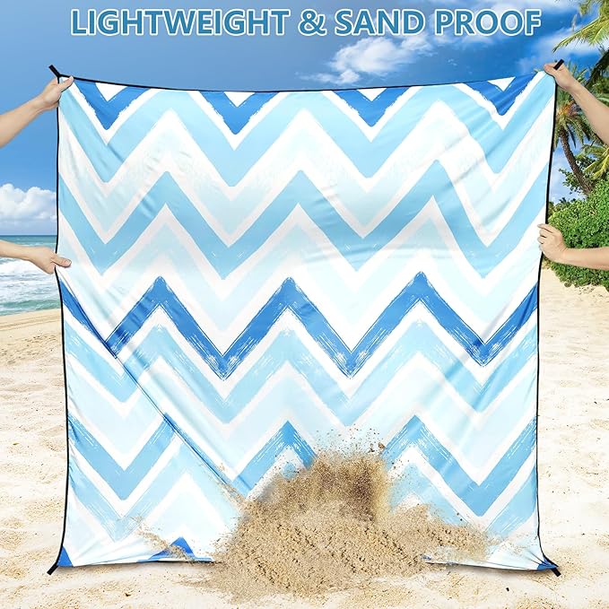 Beach Blanket Waterproof Sandproof Beach Mat 79" X 83" /10'x9'for 2-8 Adults Quick Drying Outdoor Picnic Mat Beach Accessories for Travel, Camping, Hiking