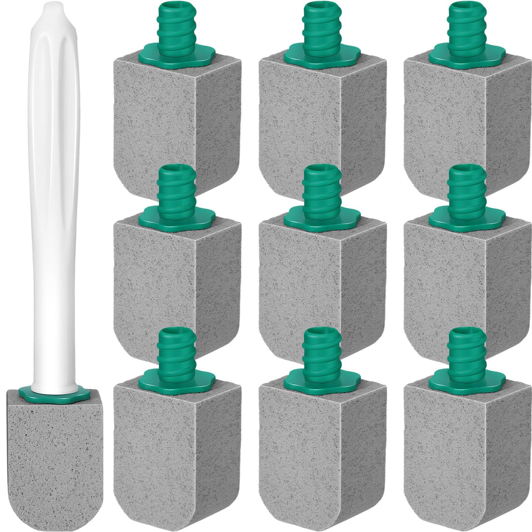 Qinyoung 10 Pcs Pumice Stone Toilet Bowl Cleaner Toilet Pumice Stone with Long Handle Cleaning Block for Pool Sink (Green)