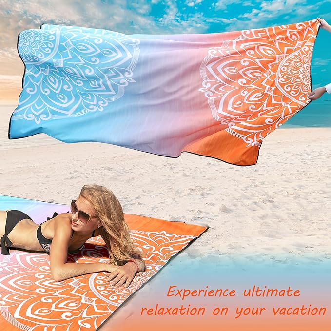 AISPARKY Beach Blanket Waterproof Sandproof, Oversized Large Beach Mat 79" X 83"/120"x108" for 1-8 Adults, Quick Drying&Compact&Lightweight, Picnic Mat Vacation Essentials for Beach Camping Travel