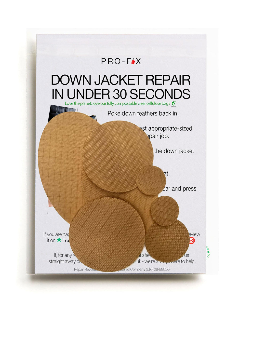 Pro-Fix Down Jacket Repair Patches Easy to Use, Pre-Cut, Self-Adhesive, Waterproof, Tear-Resistant Rip-Stop Nylon Fabric Patches for Jackets & Patches for Clothing, Down Jacket Patches - (Beige)