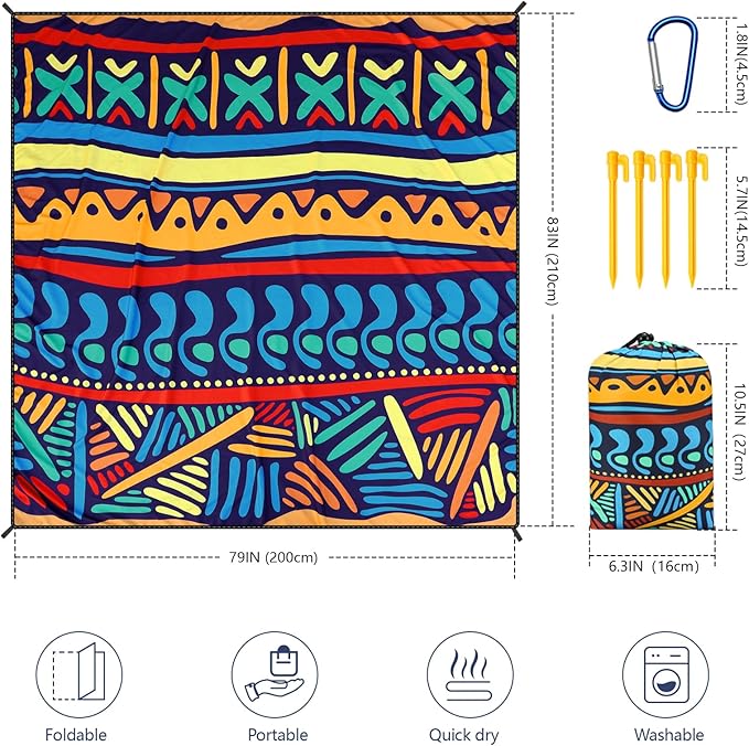 AISPARKY Beach Blanket Waterproof Sandproof, Oversized Large Beach Mat 79" X 83"/120"x108" for 1-8 Adults, Quick Drying&Compact&Lightweight, Picnic Mat Vacation Essentials for Beach Camping Travel