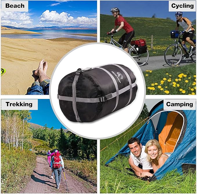 REDCAMP Sleeping Bag Stuff Sack, Black M, L, XL and XXL Compression Sack, Great for Backpacking and Camping