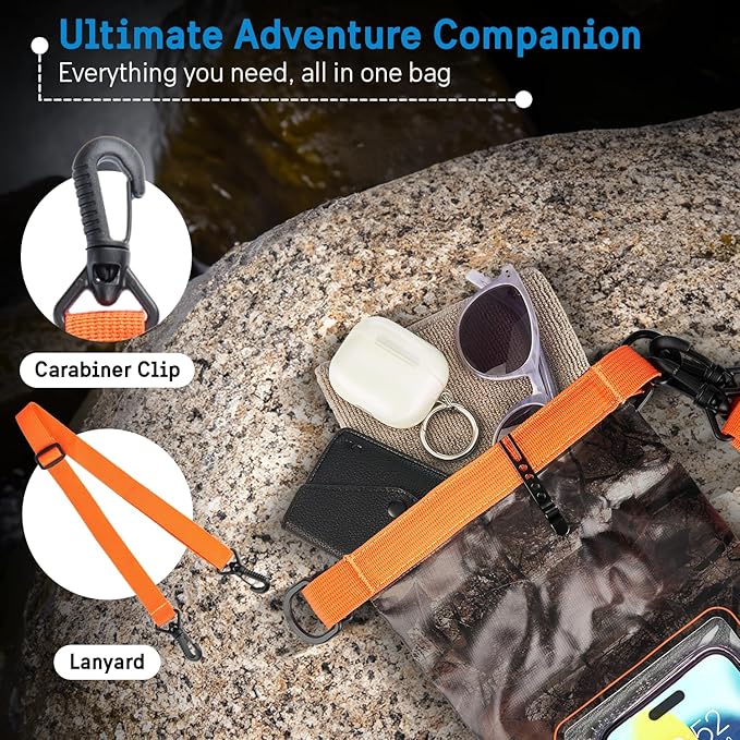 Pelican Marine IP68 Waterproof Dry Bag 2L - Roll Top Waterproof Backpack w/Phone Case/Pouch - Boating & Kayak Accessories - Essentials for Camping Swimming Beach Fishing Rafting Travel - Hunter Camo