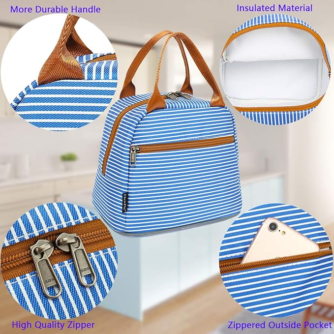 FlowFly Lunch Bag Tote Bag Lunch Organizer Holder Insulated Cooler Bag for Women/Men,Royal