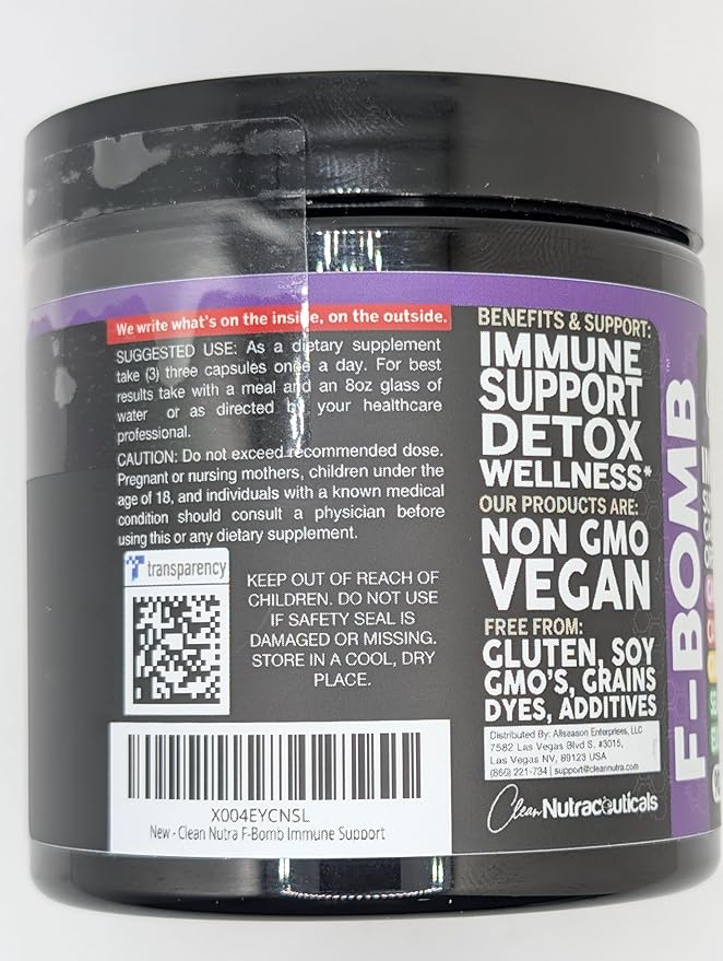Organic Immune Support with PAU D'Arco Garlic Cayenne Pepper Oregano Ginger Grapefruit Onion Black Seed Sea Moss Black Pepper Zinc Eucalyptus Vitamin C Vitamin D Organic Soursop by Clean Nutra