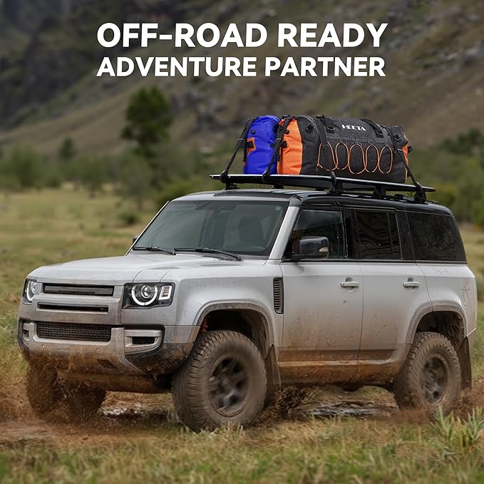 HEETA Waterproof Duffel Bag Motorcycle Dry Bag Backpack, Extra Large Rolltop Travel Duffle Bags with Straps & Handles for Kayaking Rafting Boating Canoeing Camping Gym Beach (Blue, 80L)