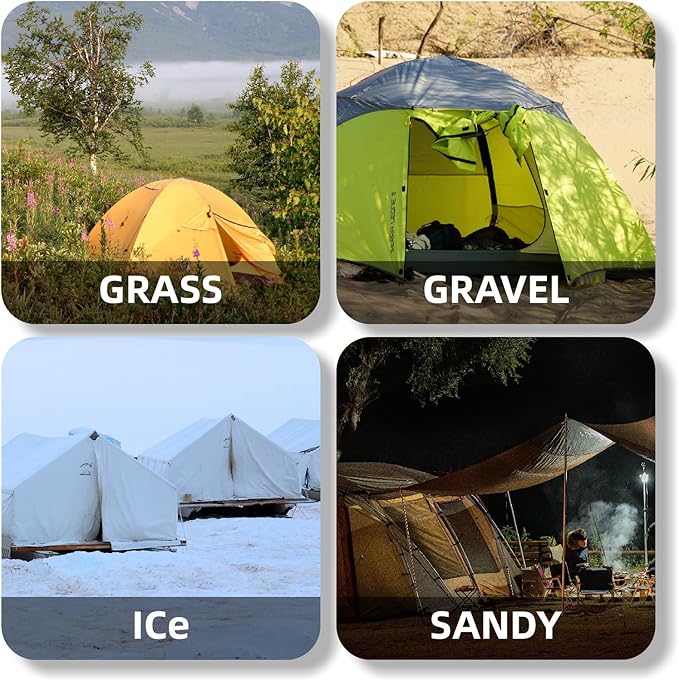 16 Pack Tent Stakes Heavy Duty, 8" Screw in Tent Stakes, 2024 New Tent Stakes for Outdoor Camping, Metal Threaded Tent Spikes with Hex Head Driver and Storage Box