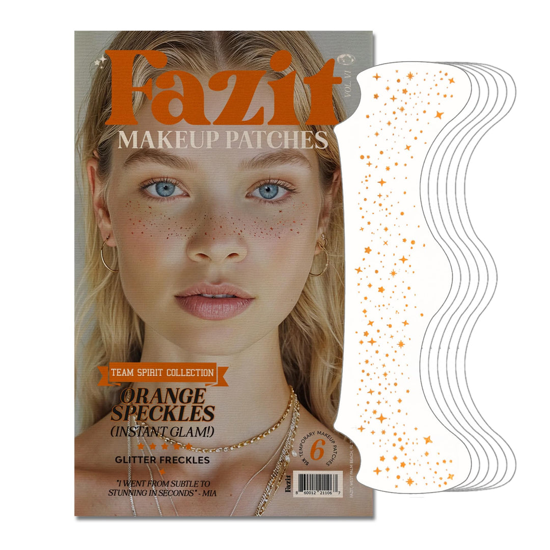 Fazit Makeup Patches - Orange Speckles - Waterproof - Temporary Face Patches for Women - 6 Count