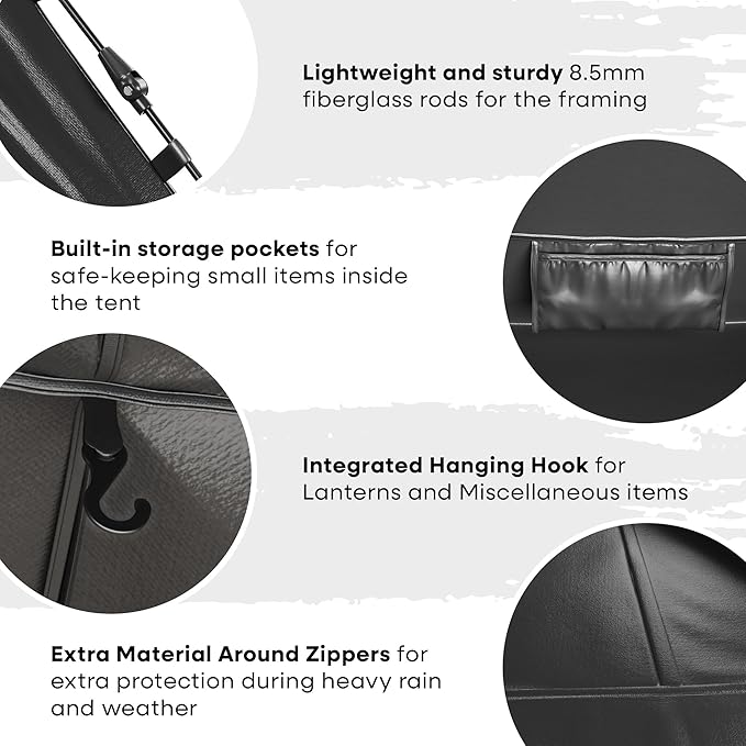 3-4 Person Automatic Instant Pop Up Tents for Camping - Fully Waterproof Camping Tents with Fly Screen, Storage - Portable Easy Set Up, Lightweight for Backpacking, Hiking Picnic