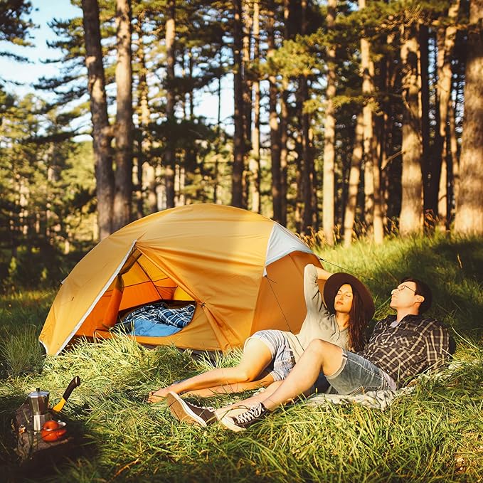 Bessport Camping Tent for 2-3 Person, Lightweight Backpacking Tent Waterproof Windproof Two Doors Easy Setup Double Layer Outdoor Tents for 3 to 4 Seasons, Suitable for Outdoor,Hiking,Camping