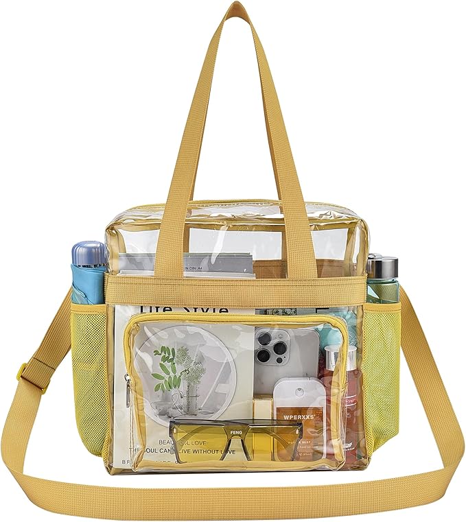 USPECLARE Clear Tote Stadium Approved, Security Travel & Gym Clear Bag for Work Sports Games Concerts