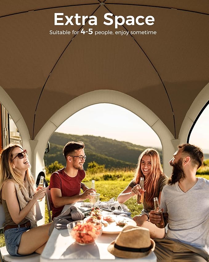 Screen Pop Up House Room Tent, Canopy Sun Shade Shelter for Patio, Backyard, Deck & Outdoor Activities, Portable Gazebo, Not Waterproof, 10'x10', Brown