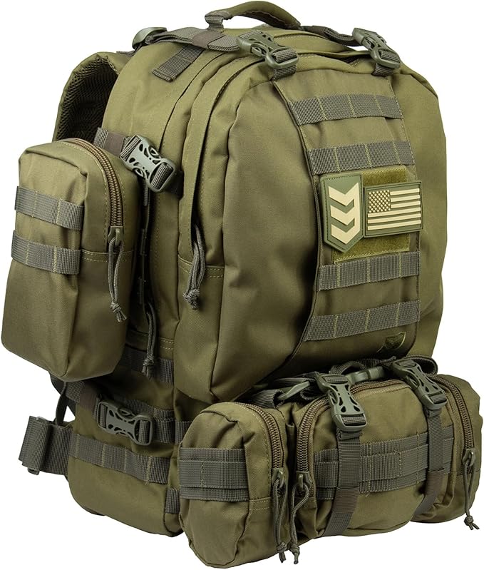 3VGEAR Paratus 3-Day Tactical Backpack, 40L - MOLLE Military Backpack with Rapid Deployment Pack, Pouches, Laptop Sleeve