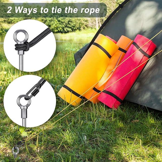 12 Inch Ground Anchors, 4 Pcs Heavy Duty Tent Stakes, Easy to Install and Reusable, for Camping Tents, Trampolines, Sheds, Swing Sets, Securing Animals