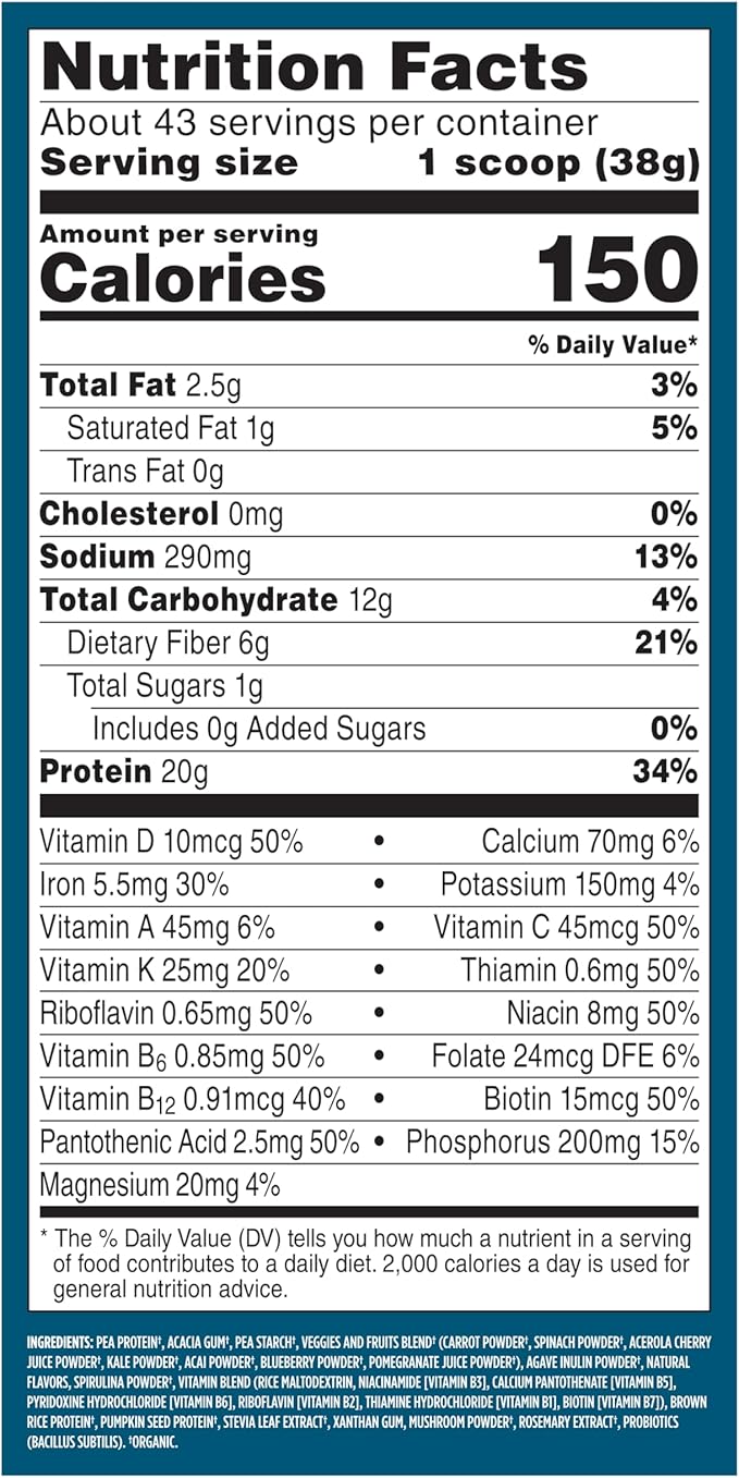 Vega Organic All-in-One Vegan Protein Powder, French Vanilla -Superfood Ingredients, Vitamins for Immunity Support, Keto Friendly, Pea Protein for Women & Men, 3.1 lbs (Packaging May Vary)