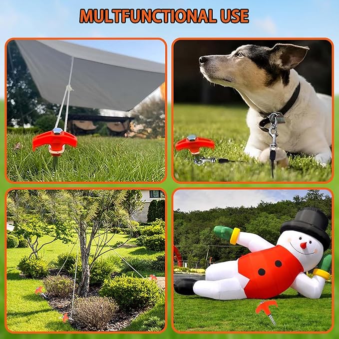 8 Pack 8" Screw in Tent Stakes Heavy Duty Ground Anchors, Tent Pegs Metal Tent Spikes Camping Tent Stakes with Hex Head Driver & Nail Extractor for Outdoor, Camping, Canopy, Gardening, Beach