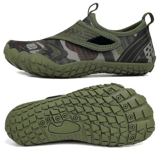 UBFEN Kids Water Shoes Aqua Socks for Boys Girls Barefoot Beach Pool Sports Quick Dry Toddlers Little Big Kid Non-Slip Lightweight Swim Shoes F Khaki 8 Toddler