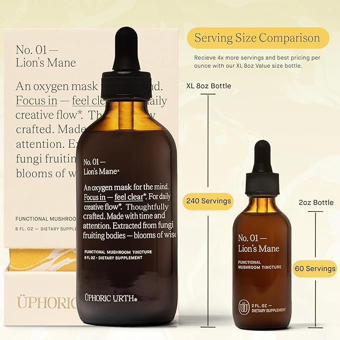 Lions Mane Extract - Double Extracted Fruitbody Mushroom Tincture, Natural Support for Mental Clarity, Brain Function, Memory, Cell Regeneration, Creativity & Mood (60 Servings)