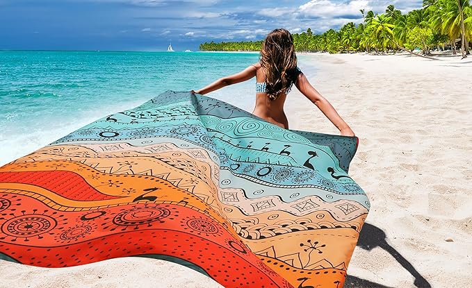 Beach Blanket Waterproof Sandproof Beach Mat 79" X 83" /10'x9' for 2-8 Adults Quick Drying Outdoor Picnic Mat Beach Accessories for Travel, Camping, Hiking