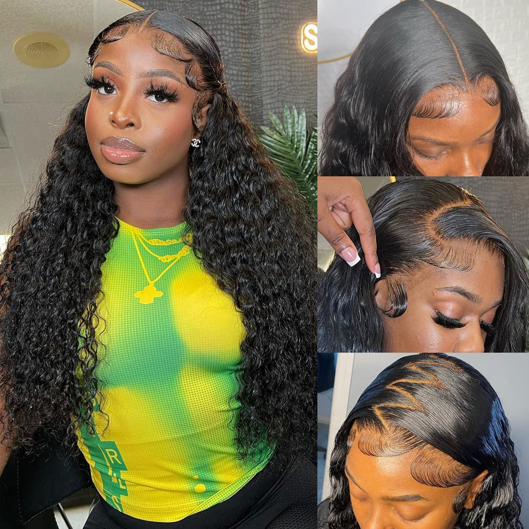 28 Inch Deep Wave Lace Front Wigs Human Hair Pre Plukced 180 Density Human Hair Wig 13X6 Deep Wave Frontal Wigs Human Hair 13X6