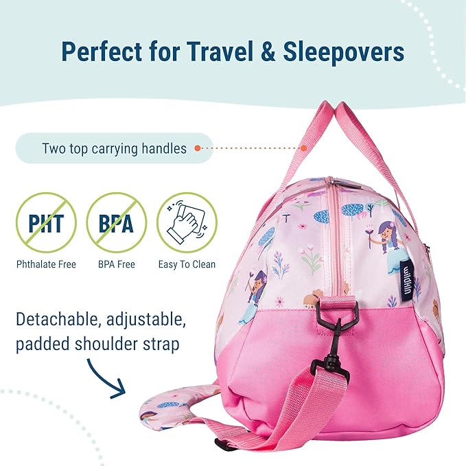 Wildkin Kids Overnighter Duffel Bag – Carry-On Size, Ideal for School & Sleepovers – Fairy Garden