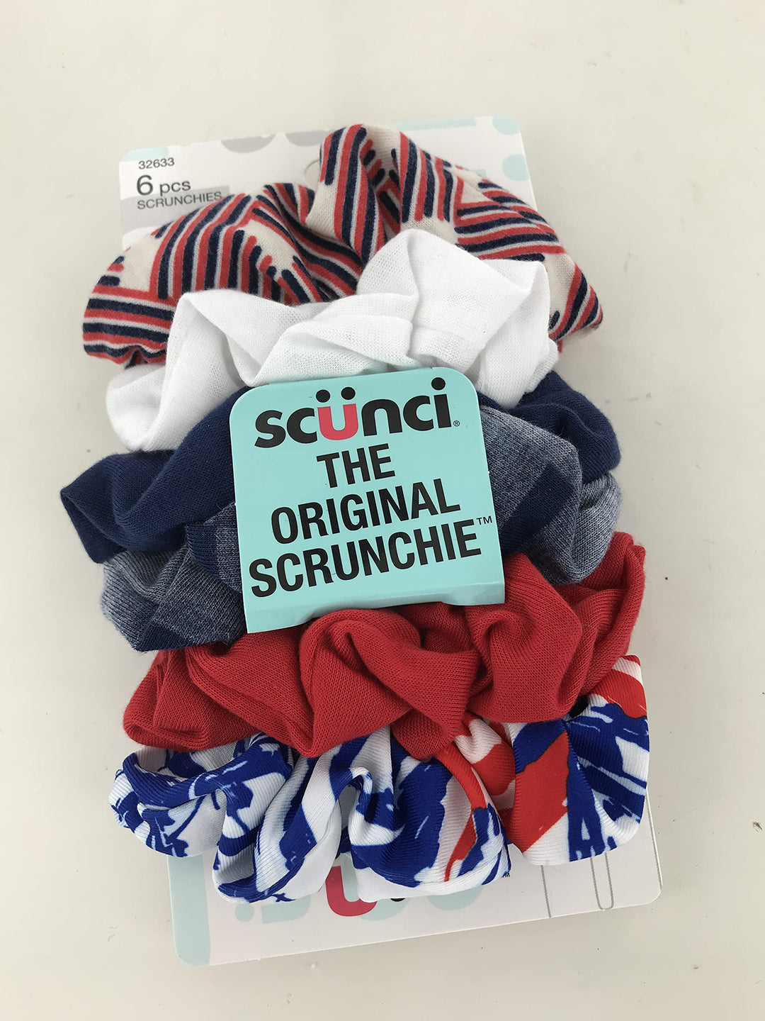 Scrunchies, 6 Pcs, By Scunci, Red, White And Blue Fabric
