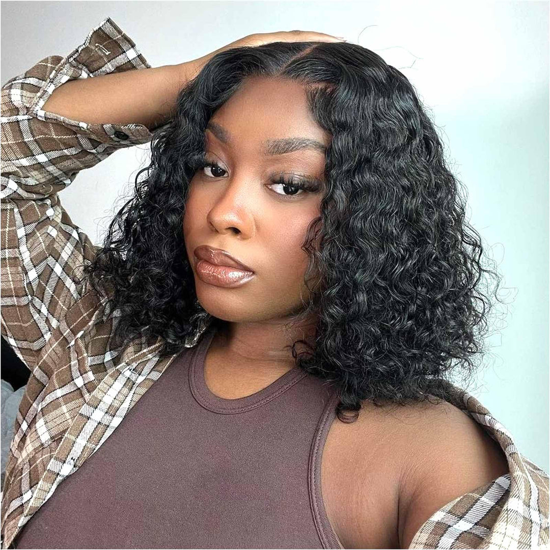 Hiriremy Deep Wave Bob Wig Human Hair 13X4 Hd Lace Frontal Bob Wigs For Black Women Wet And Wavy Short Curly Lace Front Wigs Hum