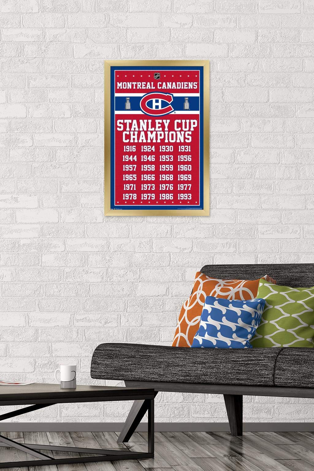 Trends International NHL Montreal Canadiens Champions 13 Wall Poster, 14.725" x 22.375", Gold Framed Version
