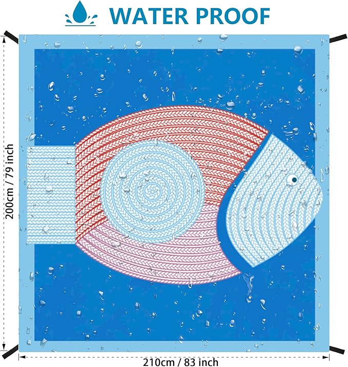 AISPARKY Beach Blanket Waterproof Sandproof Quick Drying Beach Mat Extra Large Outdoor Picnic Blanket for Travel Camping Hiking