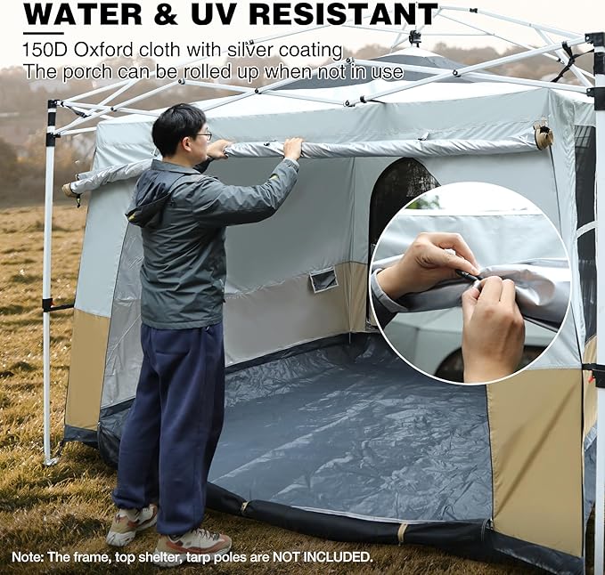 REDCAMP Canopy Camping Tent for Pop Up Canopy Tent, Inner Tent Converts Straight Leg 10'x10' or 10'x20' Canopy into Camping Tent, Fits 4-6 Person(Frame/Shelter NOT Included)