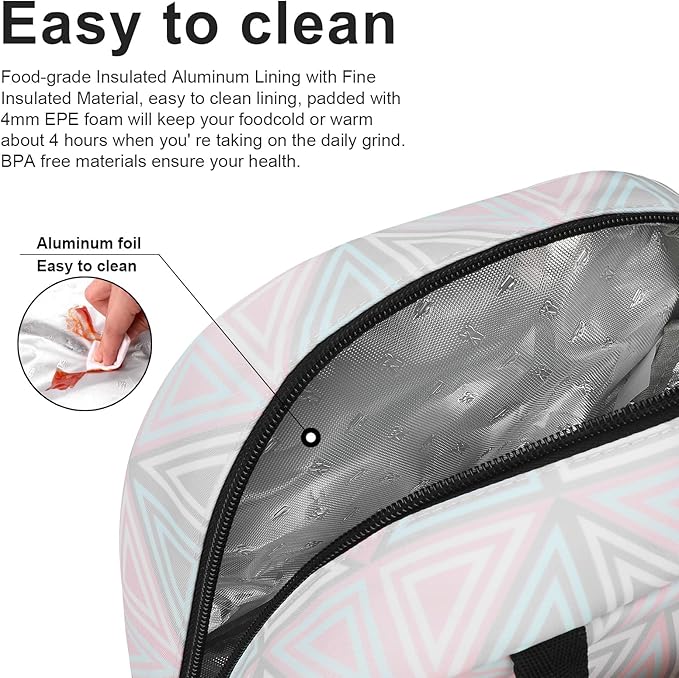 BALORAY Lunch Bag for Women Men Insulated Lunch Box for Adult Reusable Lunch Tote Bag for Work, Picnic or Travel (Triangle, M)