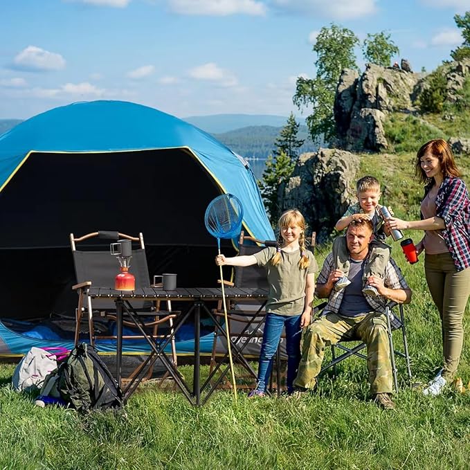 4 Person Blackout Camping Tent, Easy Setup Waterproof Family Dome Tent for Camping with Rainfly, Portable Double Layer Large Family Tent for Outdoor Camping&Hiking