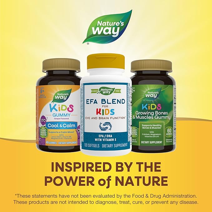 Nature's Way EFA Blend for Kids with vitamin E, Supports Eye and Brain Function*, 120 Softgels