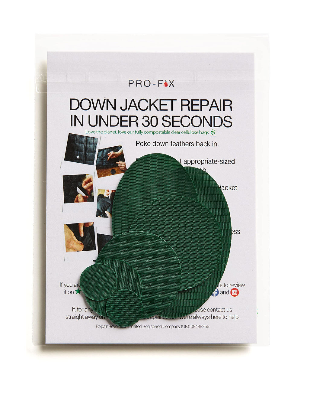 Pro Fix Down Jacket Repair Patches Easy to Use, Pre-Cut, Self-Adhesive, Waterproof, Tear-Resistant Rip-Stop Nylon Fabric Patches for Jackets, Down Jacket Patches - Outdoor Gear Patches (Bottle Green)